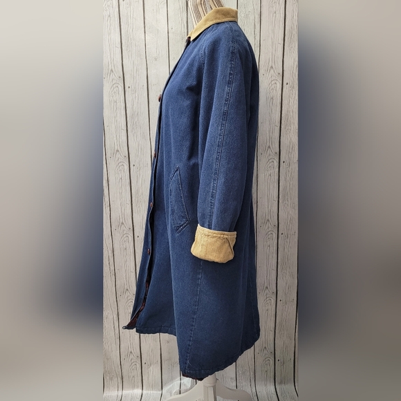 Hunters Run Women's Fall/Winter Denim Corduroy Paisley Trench Coat Jacket - Picture 3 of 13